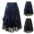 thumbnail image 6 of Women's Drawstring Patchwork Party Gothic Lace Skirt Dress Steampunk Renaissance Ruffled Vintage Court High Low Hem Midi Skirt Blue,XL, 6 of 6