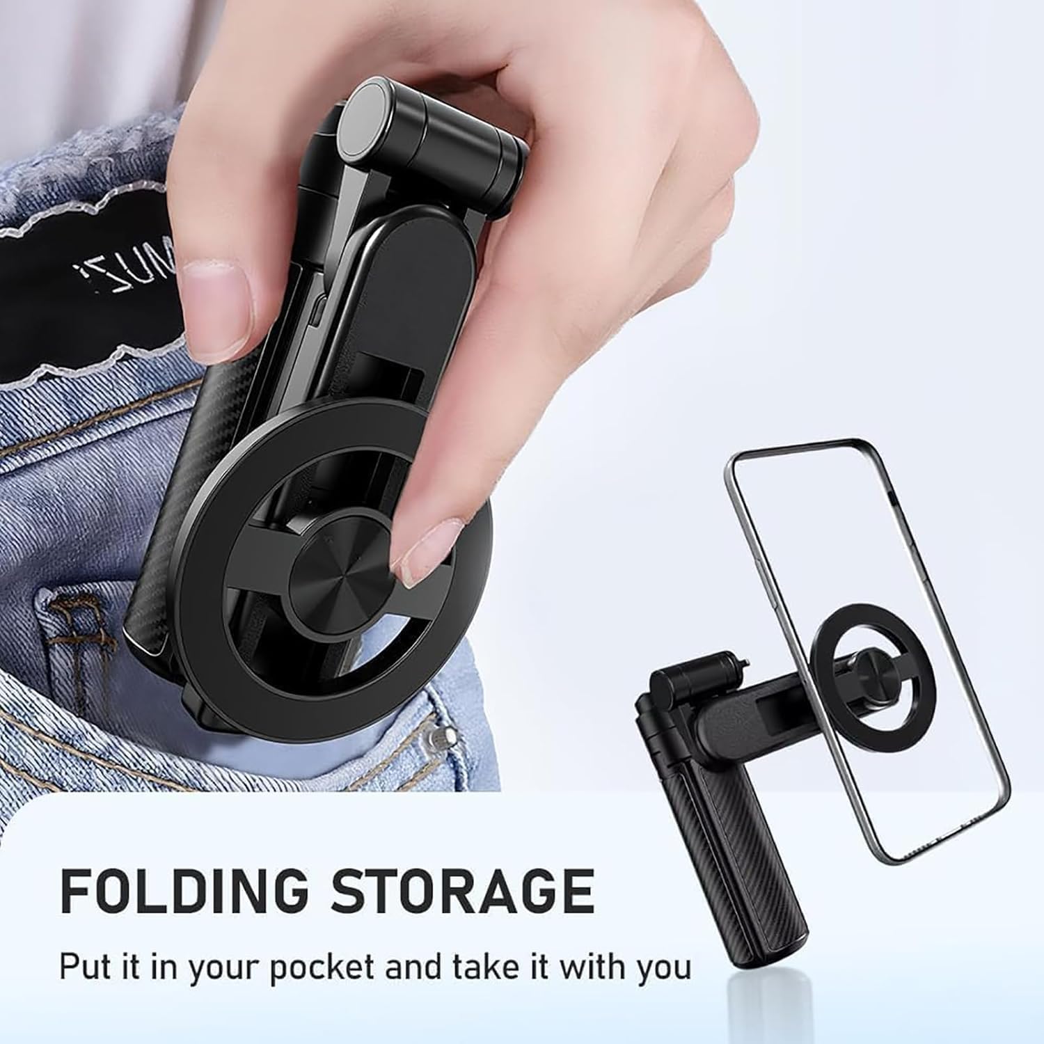 2025 4-in-1 Magnetic Selfie Stick with Tripod & Wireless Remote – 360° Rotating Phone Holder, Portable Travel Selfie Stick for iPhone Android Smartphones