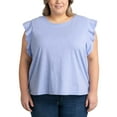thumbnail image 6 of Ecothreads Women's 2-pack Flutter Sleeve T-Shirt Soft Organic Cotton Tee Top-Blue / XL, 6 of 6