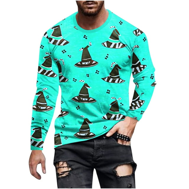 Blusas y camisas de manga larga con cuello redondo para hombre, blusa informal de manga larga con cuello redondo y estampado de rayas, blusa de poliéster para hombre