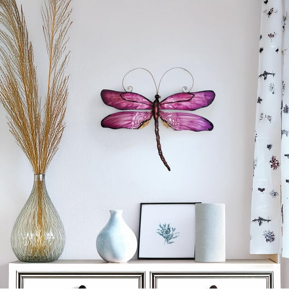Eangee Home Design Dragonfly Wall Decor Purple, Capiz and Metal, Indoor / Outdoor Safe, 14x1x12 Inches