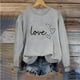 thumbnail image 5 of Sudadera Penkiiy Valentine para mujer: lindas camisetas del día de San Valentín Love Heart Graphic Print Suéter de manga larga Tops M Gray, 5 of 5