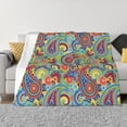 thumbnail image 3 of Throw Blanket for Couch, Colored Paisley Super Soft Fuzzy Comfy Warm Throw Blanket, Cuteness Lightweight Cozy Plush Flannel Blanket & Throws for Sofa and Bed All Season, 3 of 5