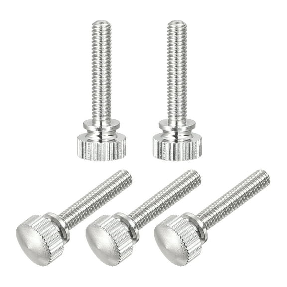 Uxcell 5Pcs M4x20mm Knurled Thumb Screws, Brass Nickel Plated Shoulder Bolts Grip Knobs Fasteners for Electronic, Mechanical, Nickel White