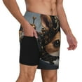 thumbnail image 2 of Rateoe Steampunk Squirrel Pilot Pattern Men’s Swim Shorts with Compression Liner – Double-Layered Quick-Dry Swimwear, Comfortable & Stretchy Beach Shorts-Large, 2 of 6