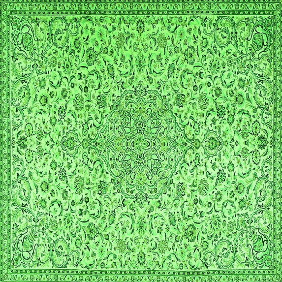 Ahgly Company Indoor Square Persian Green Traditional Area Rugs, 3' Square
