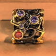 thumbnail image 5 of Women's Black Gold Plated Ring With Colored Stone Inlay Hollow Design Brass Gemstone Jewelry European Inspired, 5 of 5