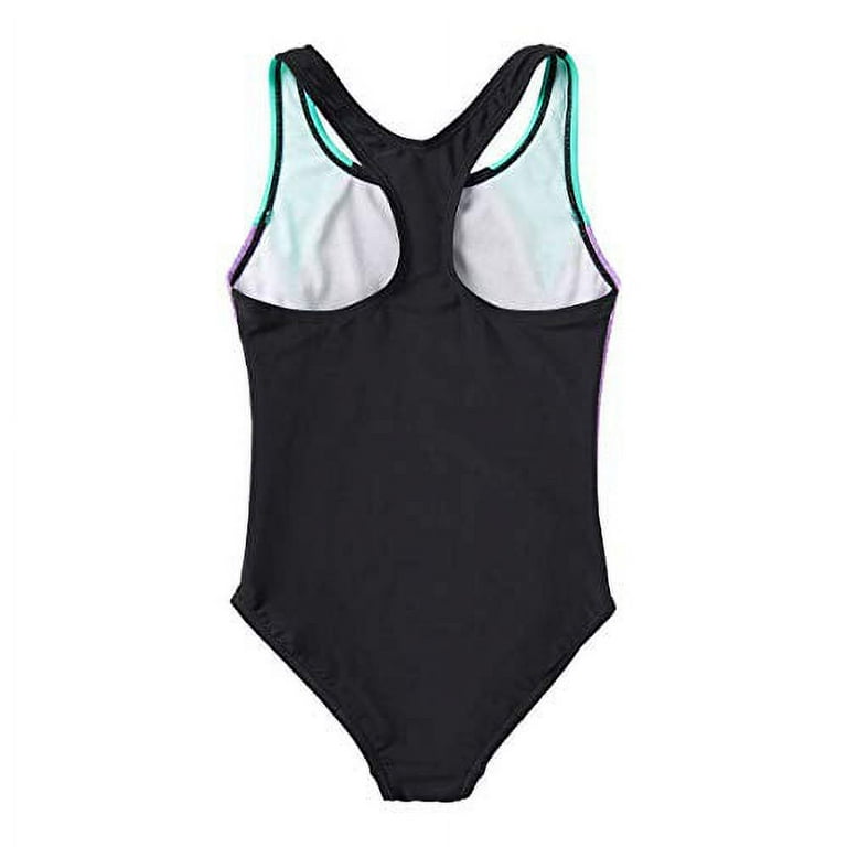Speedo Girls Racerback Sport Splice One Piece Swimsuit Black