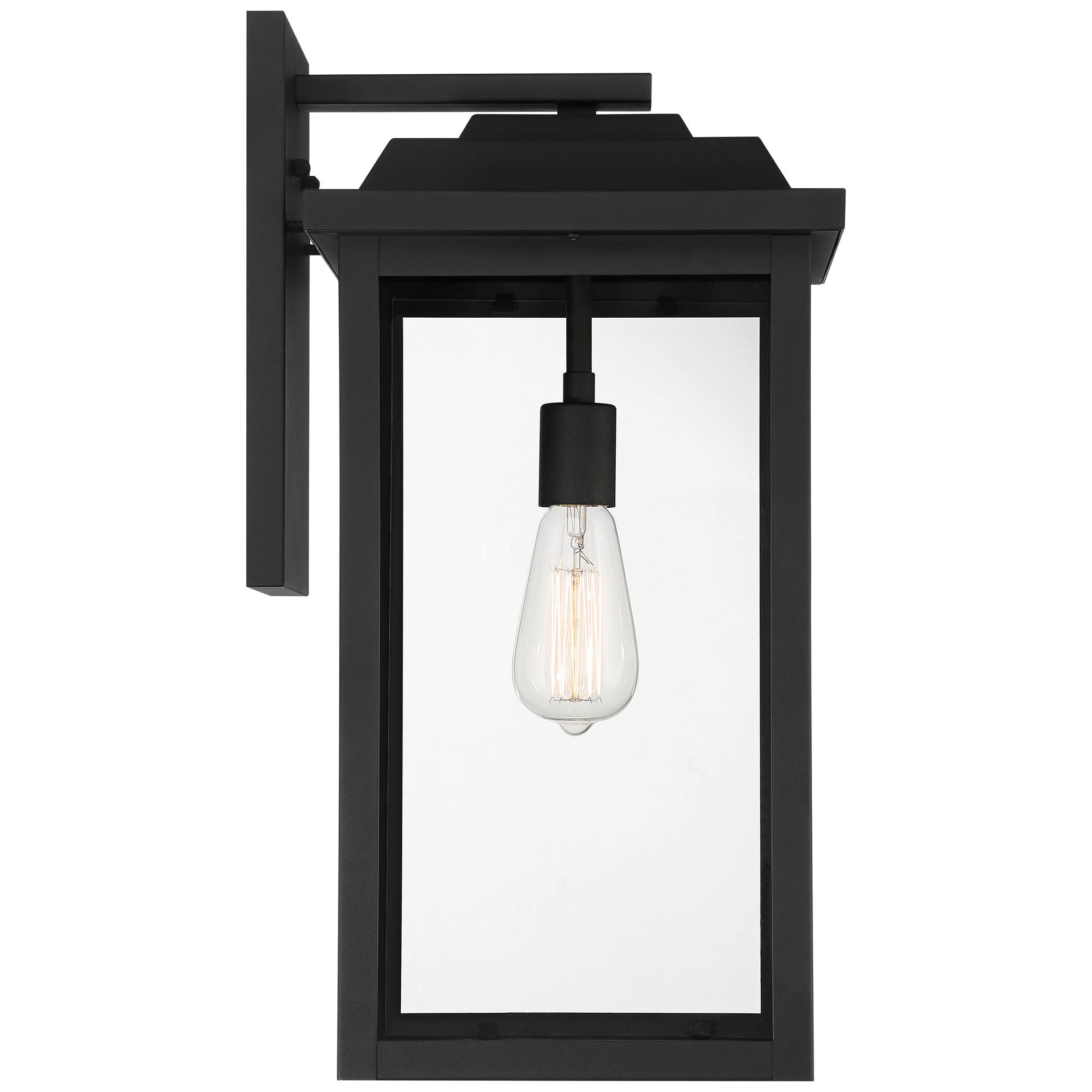 John Timberland Eastcrest Modern Outdoor Wall Light Fixtures Set of 2 Textured Black Metal 20 1/2" Clear Glass for Post Exterior Barn Deck