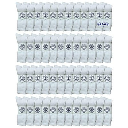 

Yacht & Smith Wholesale Bulk Womens Crew Socks Cotton Sport Athletic Socks - 9-11 - White - 48 Packs