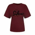 thumbnail image 4 of Pntutb Femmes Hauts Courts Tendance T-Shirt Décontracté à Imprimé Lettres Sourire pour Femmes Col Rond Manches Courtes Haut T-Shirt à Manches Courtes Col Rond/chemise Rabais, 4 of 5