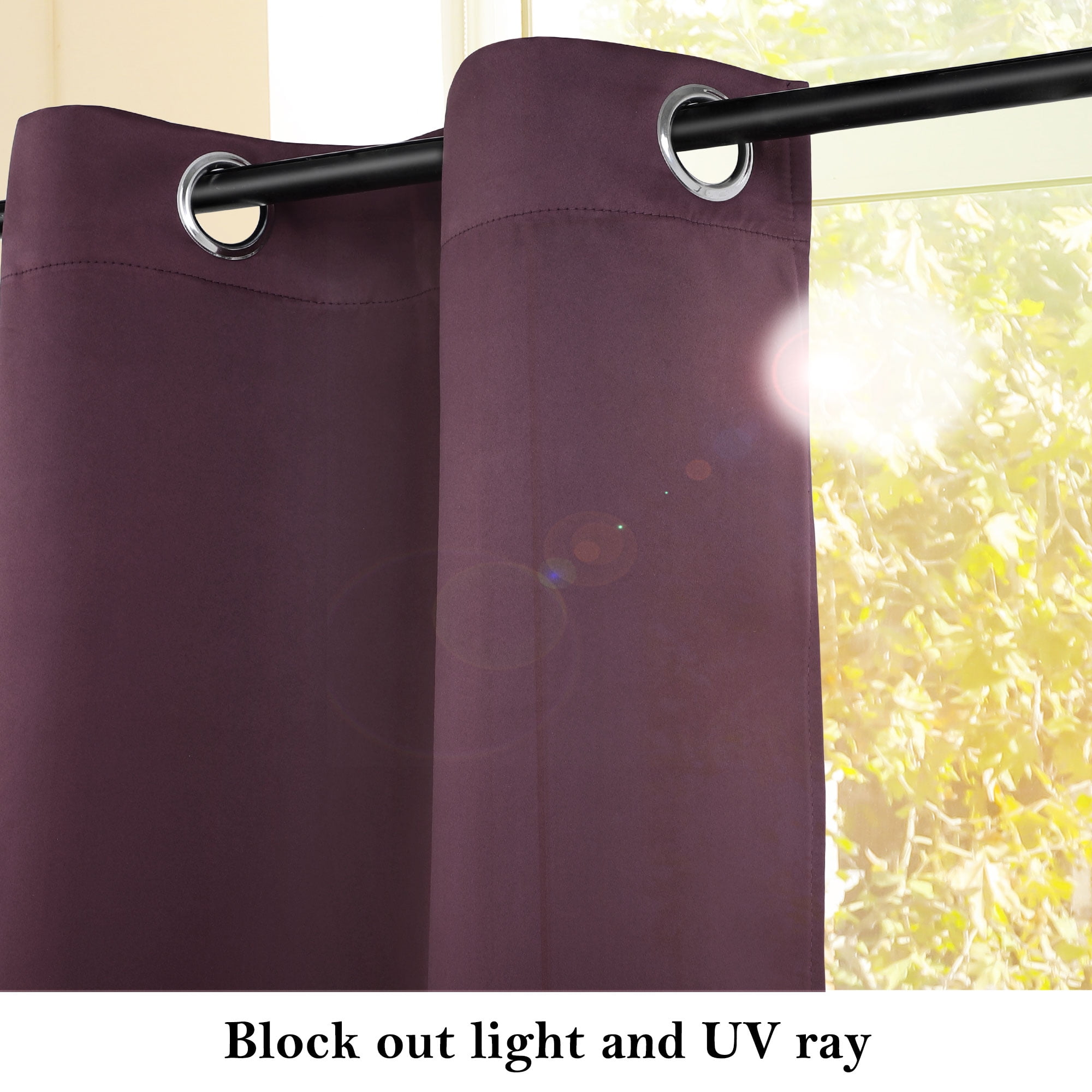 Unique Bargains Blackout Window Curtains Kitchen Panels Set of 2 Burgundy 42" x 36"