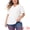 White, variant on Women's Plus Tops Hollow Casual V Neck Short Sleeve Summer Blouse Shirts 1X White