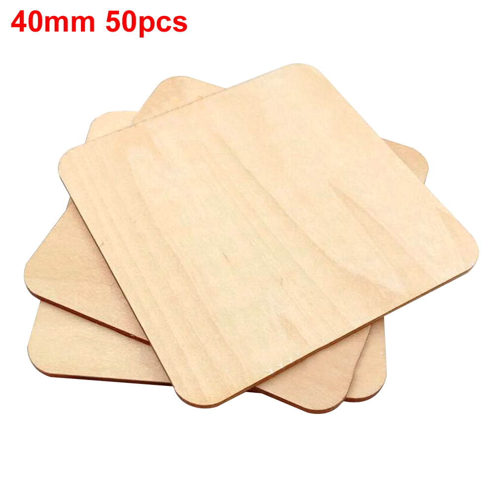 50PCS Unpainted Wooden Chips Slices Tags Home Decor Toy DIY Craft Project 