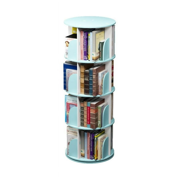 4 Tier 360Â° Rotating Stackable Shelves Bookshelf Organizer_Blue