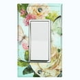 thumbnail image 1 of Metal Light Switch Plate Outlet Cover Flower White Rose Teal Wallpaper ROS014, 1 of 13