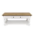 thumbnail image 4 of JUSTLET Coffee Table with Storage, 52" Wood Farmhouse Coffee Table with Shelf and Drawer, Solid Wood Coffee Table for Living Room Bedroom Dining Room, White + Natural, 4 of 7