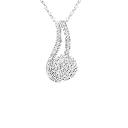 0.25 CT Round Cut Natural Diamond 925 Silver Designer Pendant Necklace HI I2