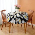 thumbnail image 3 of Round Tablecloth 60 Inch Wrinkle Free Table Cover Daisy for Kitchen Dining, 3 of 5