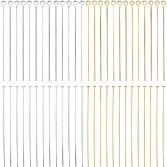 1 Box 600Pcs 50mm Flat Earring Pins Silver Eye Pin Bulk Brass Long Findings Head Pins Small Craft Flat Open Eyepins for Jewelry Making Charm Earring Bracelet Accessories Supplies DIY Crafts DIY