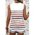 thumbnail image 2 of Women's Red Stripe Rainbow Sleeveless Round Neck Tank Top - Casual Summer Style | [ZhiHiMeRi] | (US 12-14)L, 2 of 12