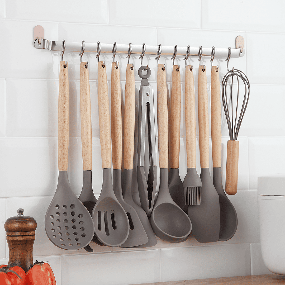ebeau Cooking Utensils Set with Holder - 32 Pcs Silicone Kitchen Utensils  Set - Non-Stick Silicone S…See more ebeau Cooking Utensils Set with Holder  
