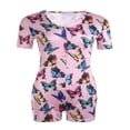 thumbnail image 3 of Body pour Femmes Manches Longues Col en V Profond Bodycon Extensible Justaucorps Bouton Court Pyjama Rose TG, 3 of 4