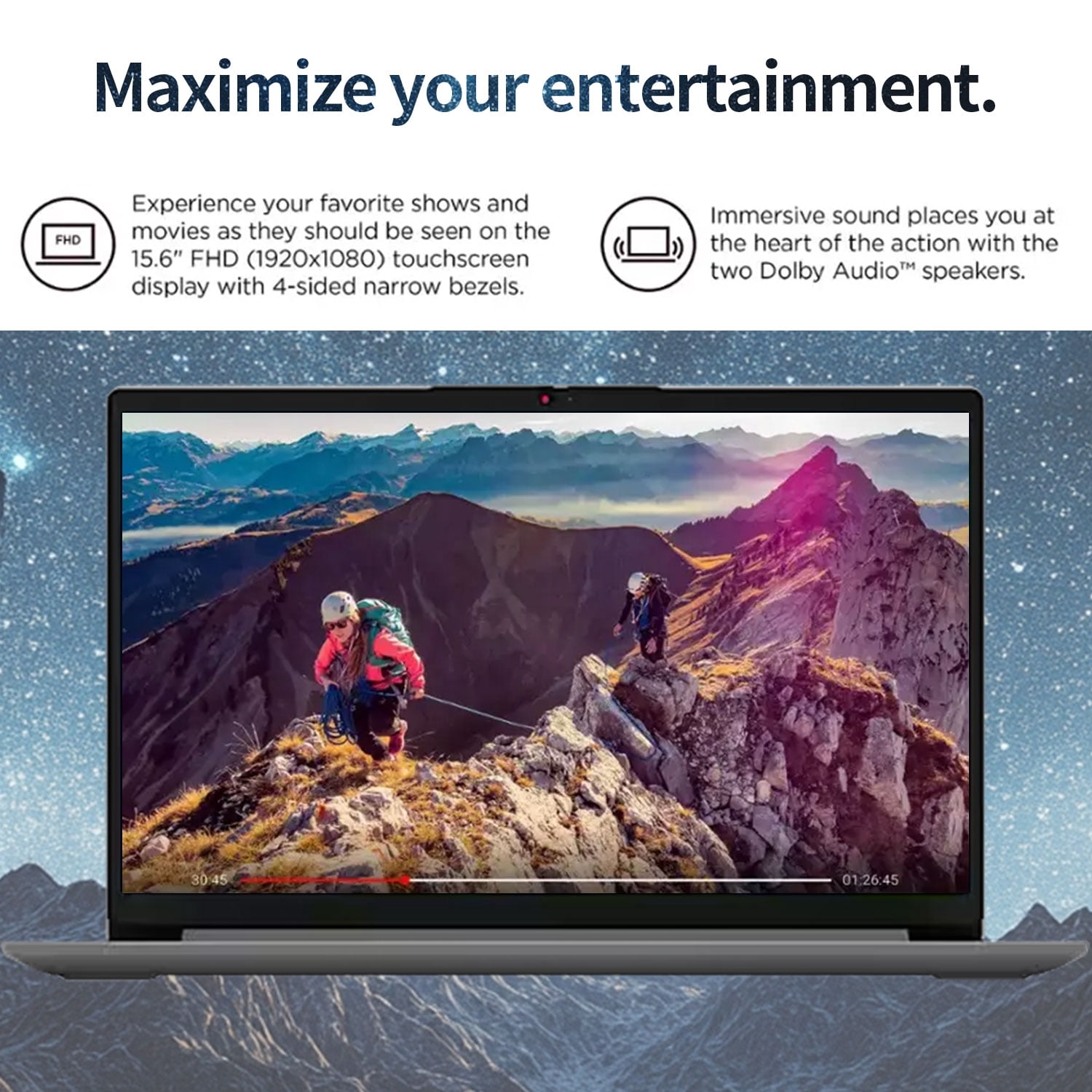Lenovo IdeaPad 2025 15.6” FHD Laptop, Intel 4-Core CPU, 12GB RAM, 256GB SSD + 128 eMMC, Wi-Fi 6, Win11