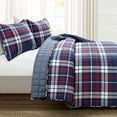 thumbnail image 3 of Grayson Farmhouse Plaid Reversible Quilt Navy/Red 3Pc Set Full Queen, 3 of 11