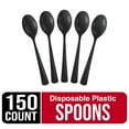 thumbnail image 4 of Exquisite Black Disposable Spoons - Black Plastic Spoons - 150 Count, 4 of 10