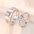 thumbnail image 1 of 2 uds pareja 925 anillos de plata esterlina circón brillante para mujeres y hombres joyería de boda de lujo Superior regalo de aniversario, 1 of 2