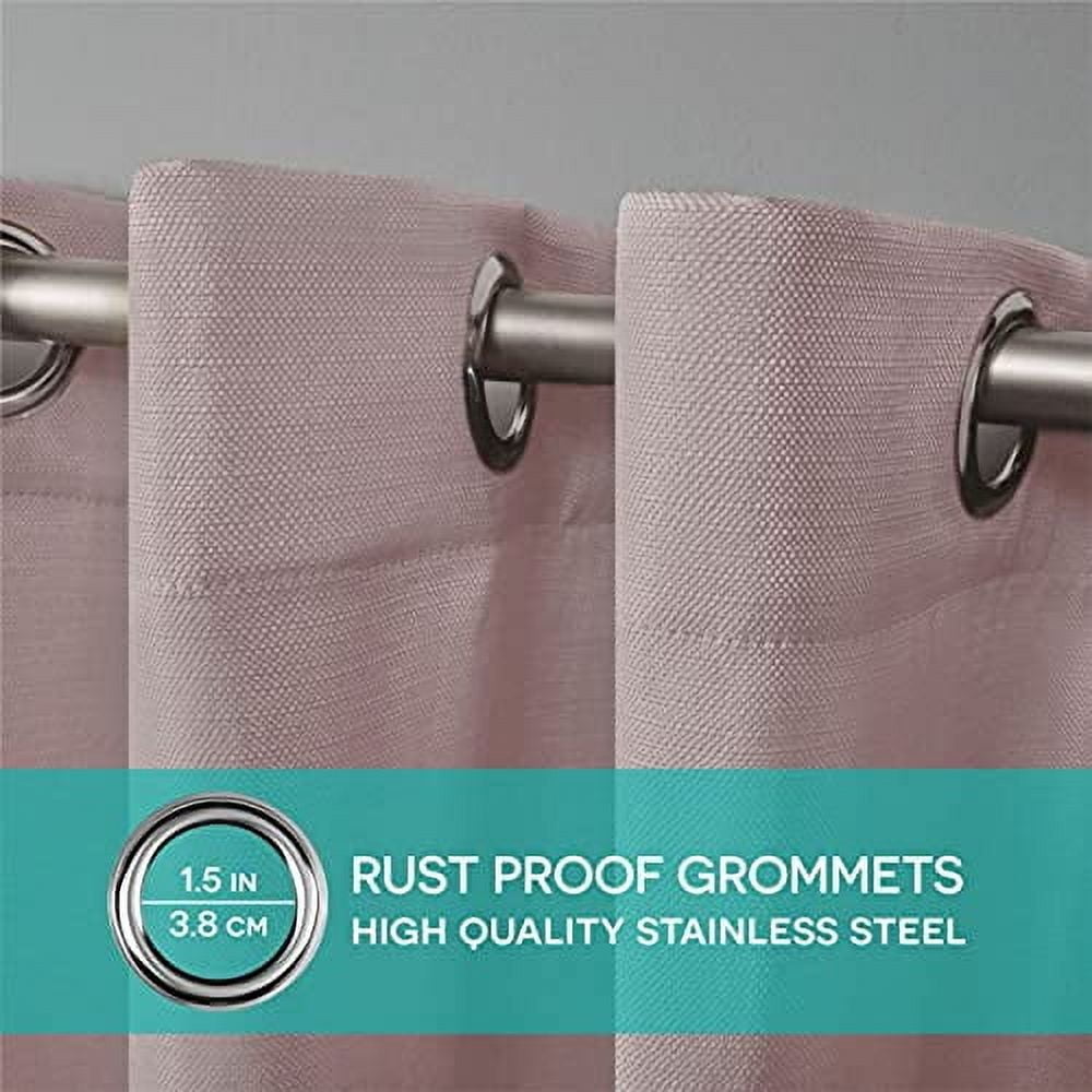 Exclusive Home Delano Heavyweight Textured Indoor/Outdoor Grommet Top Curtain Panel Pair, 54"x120", Blush