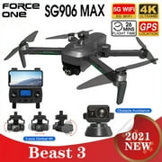 Force One SG906 MAX Beast 3 RC Quadcopter Folding Drone, Laser Obstacle Avoidance, with 1 Battery, Black