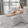 thumbnail image 6 of 130" Boneless Sectional Couch, Gray U-Shaped Corduroy Couch with Chaise Lounge, 4-Seat Living Room Sofa with Pillow Back and Square Arms, 6 of 9