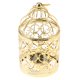 thumbnail image 1 of Portavelas decorativo de metal con diseño floral calado para velas pequeñas. Un oro, 1 of 9