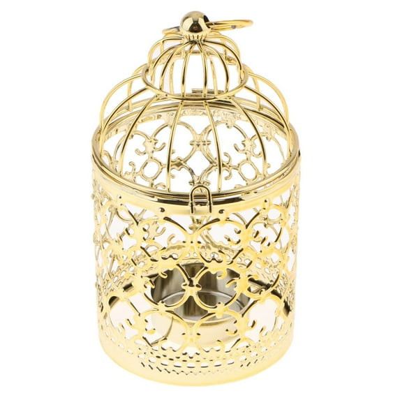 Metal Hollow Candle Holder Tealight Hanging Candlestick ERose Gold , A-Gold