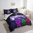 thumbnail image 3 of Manfei Cartoon Console 7-Piece Bedding Comforter Set,Modern Video Game King Bedding Sets,Triangle Circle Pattern Bed Sheets For Boys Teens,Super Cozy Room Decor Reversible, 3 of 8