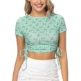 thumbnail image 1 of HTOOQ Ribbed Crop Top for Women Summer Ruched Crop Tops with Drawstring Scoop Neck T Shirts for Women, 1 of 7