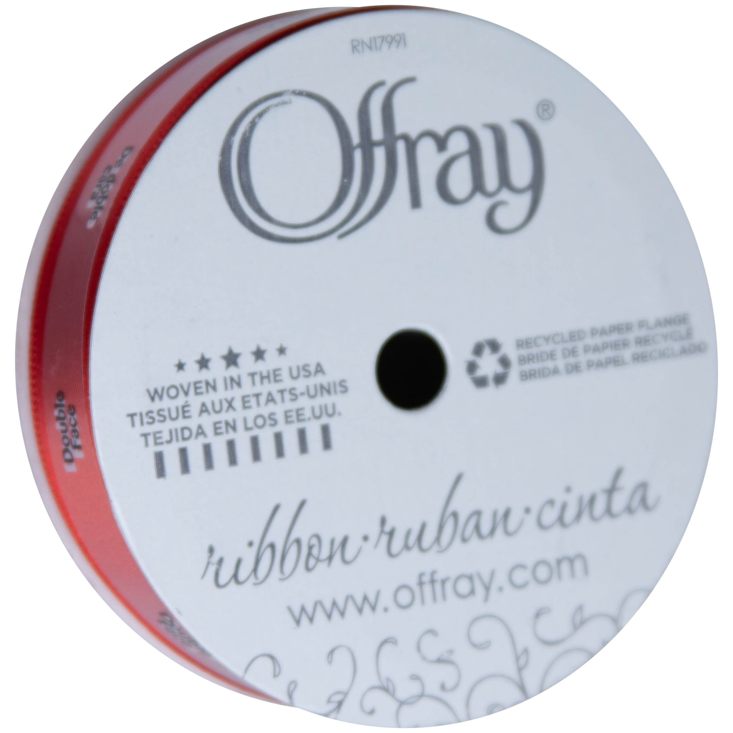 (3 pack) Offray Ribbon, Red 5/8 inch Double Face Satin Polyester Ribbon for Wedding, Sewing, and Crafts, 12 feet, 1 Each