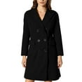 thumbnail image 2 of Women's 2025 Mid-Length Wool Blend Coat, Classic Trench Style Fall and Winter Overcoat, Knee-Length Warm Double-Breasted Jacket,Soft Lined Elegant Outerwear for Women,Timeless Casual Long Coat Black, 2 of 6
