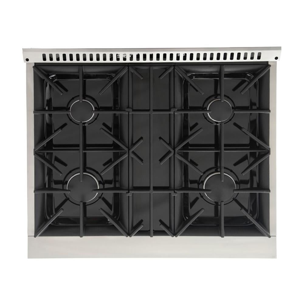 Pemberly Row 30" Stainless Steel Propane Gas Range with Knobs in Silver