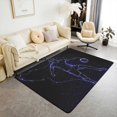thumbnail image 1 of Soccer Player Area Rug 3x5 for Bedroom,Football Game Carpet for Living Room,Neon Sports Player Indoor Floor Mat,Purple Galaxy Decorative Rug Washable, 1 of 5