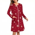 thumbnail image 4 of Tnhcen Women's Christmas Reindeer Print Nightgown Holiday Themed Sleepwear Cozy Brushed Fleece Long Sleeve Pajama Dress with Zipper & Pockets (S-2XL), 4 of 9