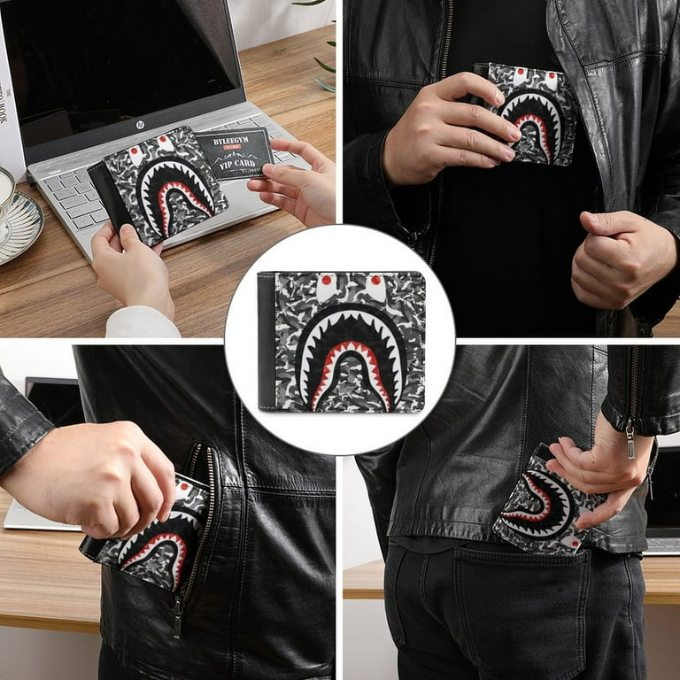 BAPE Camo Shark Leather Wallet Slim Card Wallet Bifold RFID BAPE Camo Shark Leather Wallet Slim Card Wallet Bifold RFID