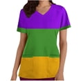 thumbnail image 2 of BEFOKA Graphic Scrub Tops Women Short Sleeve V Neck Medicals Nurse Shirt Printed Soft Casual Uniform with Pockets 2025 Scrub Tops for Women Comfortable Work Uniform Holiday Scrub Shirt, 2 of 5