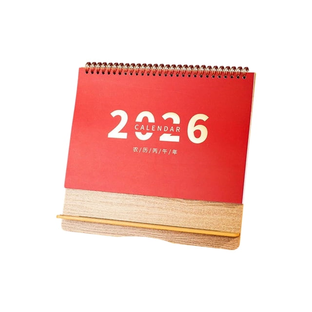 Mlkoz Home Decor, Paper Desk Calendar Office Desktop Calendar Festive Red Mini Desk Calendar