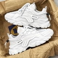 thumbnail image 4 of Thick Sole Pure White Men's Shoes Black Sports Casual Fashionable Men's Sneakers - Breathable Mesh, Non-Slip PVC Sole, Lace-up, All-Season, 4 of 9