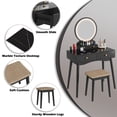 thumbnail image 6 of Furmax Vanity Table with Lighted Mirror, Vanity Desk with Stool, Dressing Table with 4 Drawers, Makeup Vanity Set, Black Finish, for Bedroom, 6 of 7