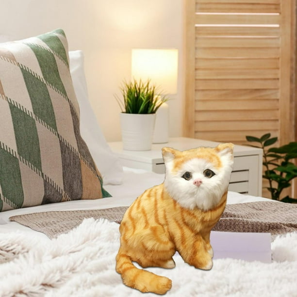 Gatos de peluche realistas CUTICAT juguetes de dibujos animados Gato de peluche amarillo