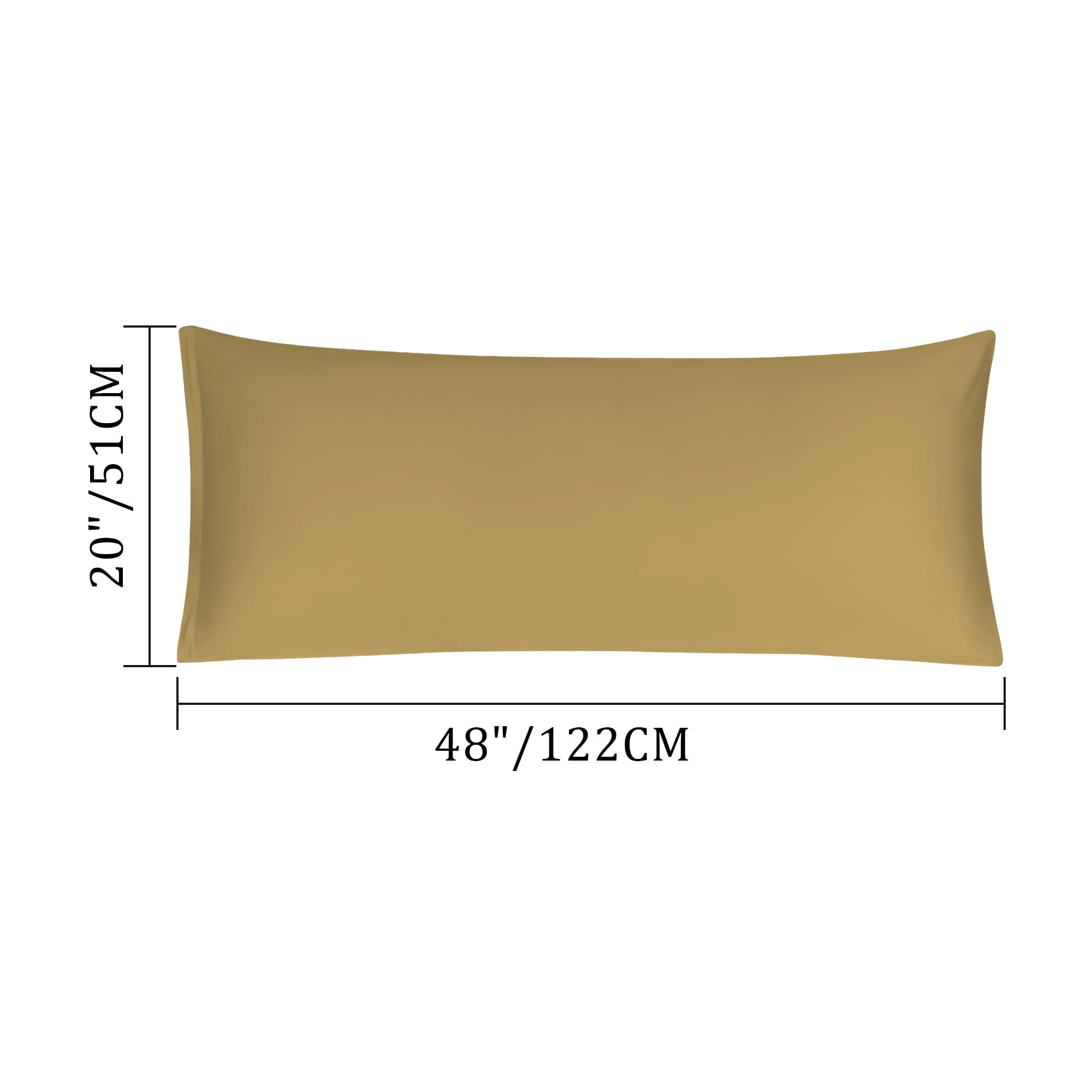 Unique Bargains Egyptian Cotton Zipper Long Body Pillow Cover Camel Color 20" x 48"